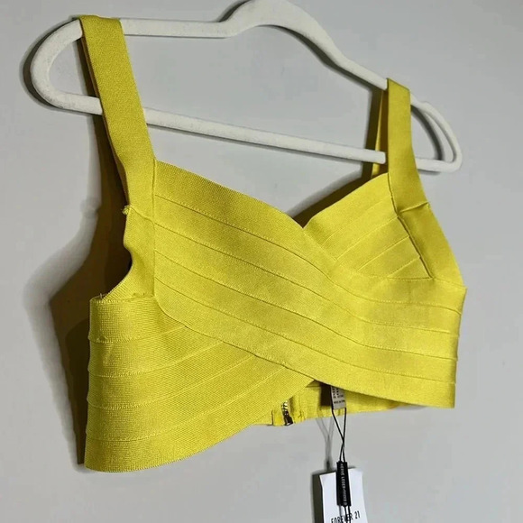 HERVE LEDGER x Forever 21 Crossover Bandage Crop Top in Neon Yellow Size M - Picture 3 of 7